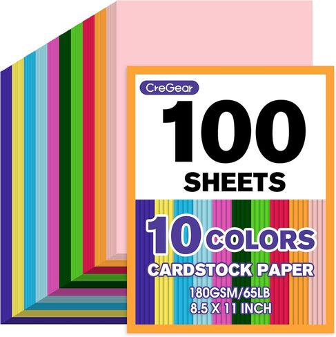 100 Sheets Colored Cardstock 8.5 x 11, 10 Assorted Color Cardstock Paper, 180gsm/65 lb Card Stock Colored for Craft, Colorful Card Stock for Scrapbooking, Paper Crafting, DIY Party Decors in Saudi Arabia