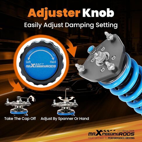 maxpeedingrods Coilover لـ Nissan 350Z RWD 2003-2008، لـ Infiniti G35 RWD 2003-2007، طقم تعليق Coilovers قابل للتعديل بـ 24 مستوى، طقم خفض الارتفاع قابل للتعديل T6 دعامات الترقية in Kuwait