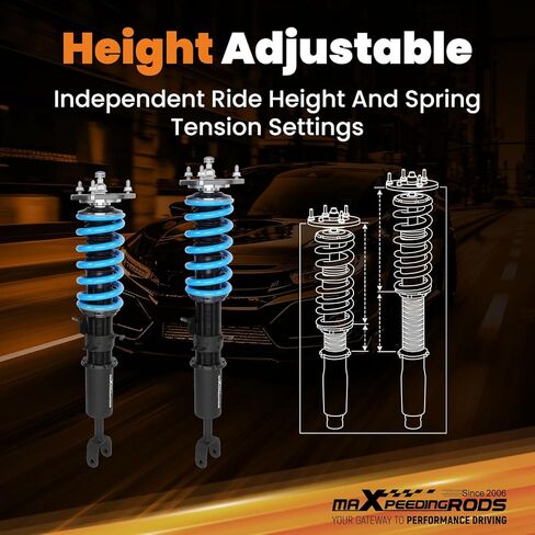 maxpeedingrods Coilover لـ Nissan 350Z RWD 2003-2008، لـ Infiniti G35 RWD 2003-2007، طقم تعليق Coilovers قابل للتعديل بـ 24 مستوى، طقم خفض الارتفاع قابل للتعديل T6 دعامات الترقية in Kuwait