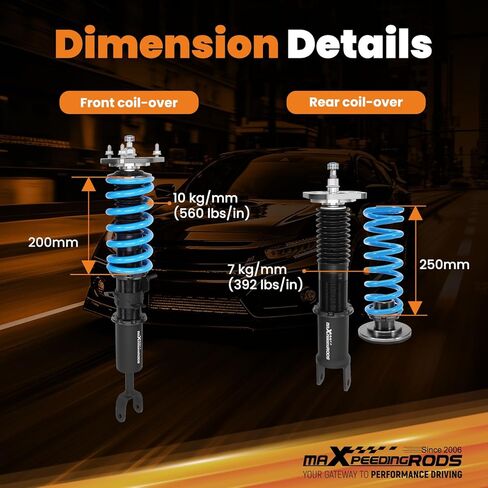 maxpeedingrods Coilover لـ Nissan 350Z RWD 2003-2008، لـ Infiniti G35 RWD 2003-2007، طقم تعليق Coilovers قابل للتعديل بـ 24 مستوى، طقم خفض الارتفاع قابل للتعديل T6 دعامات الترقية in Kuwait