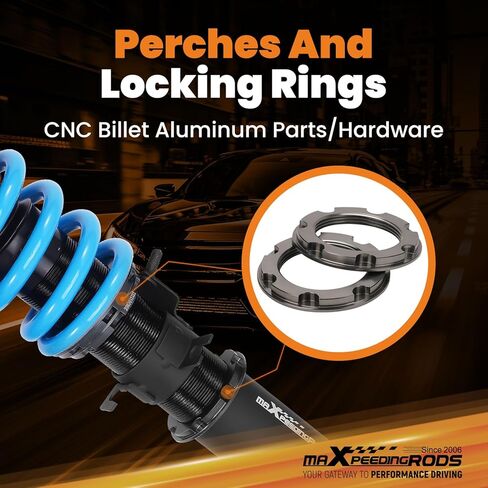 maxpeedingrods Coilover لـ Nissan 350Z RWD 2003-2008، لـ Infiniti G35 RWD 2003-2007، طقم تعليق Coilovers قابل للتعديل بـ 24 مستوى، طقم خفض الارتفاع قابل للتعديل T6 دعامات الترقية in Kuwait