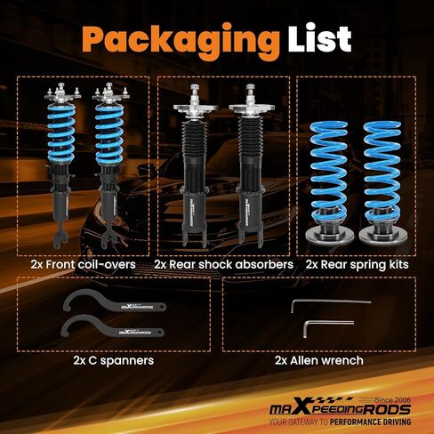 maxpeedingrods Coilover لـ Nissan 350Z RWD 2003-2008، لـ Infiniti G35 RWD 2003-2007، طقم تعليق Coilovers قابل للتعديل بـ 24 مستوى، طقم خفض الارتفاع قابل للتعديل T6 دعامات الترقية in Kuwait