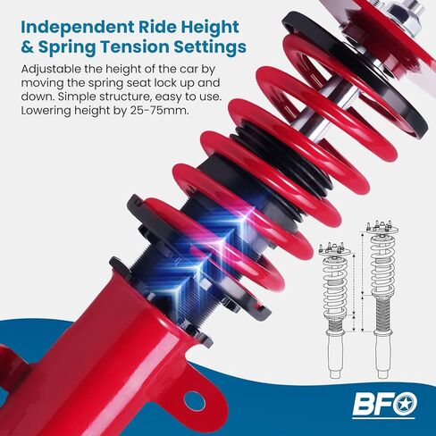 BFO Coilovers for for Scion TC 2011-2016 AGT20, for Toyota Zelas 2011-2016, Height Adjustable Coilovers Suspension Kit, Preset Damping Shock Absorber Struts, Lowering Kit Red in Saudi Arabia