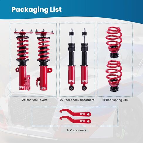 BFO Coilovers for for Scion TC 2011-2016 AGT20, for Toyota Zelas 2011-2016, Height Adjustable Coilovers Suspension Kit, Preset Damping Shock Absorber Struts, Lowering Kit Red in Saudi Arabia