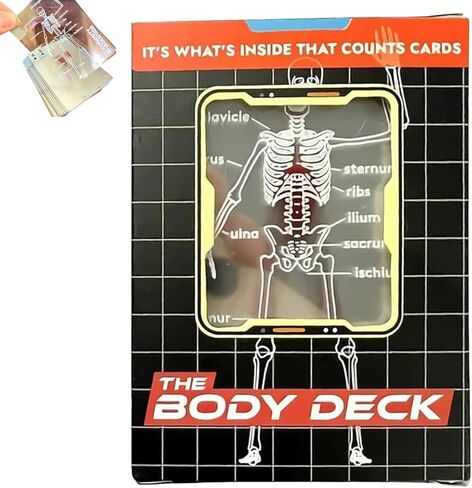 The Body Deck Transparent Anatomy Playing Cards, 3D Skeleton Design, Educational Card Game, 54 Cards (1 Pack) in Saudi Arabia