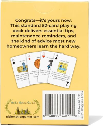 Niche Nation Games New Homeowner Playing Cards - 52 Funny and Mildly Useful Tips for First Time Homeowners - Housewarming Gifts – House Warming Gifts New Home - Funny New Homeowner Gift in Saudi Arabia