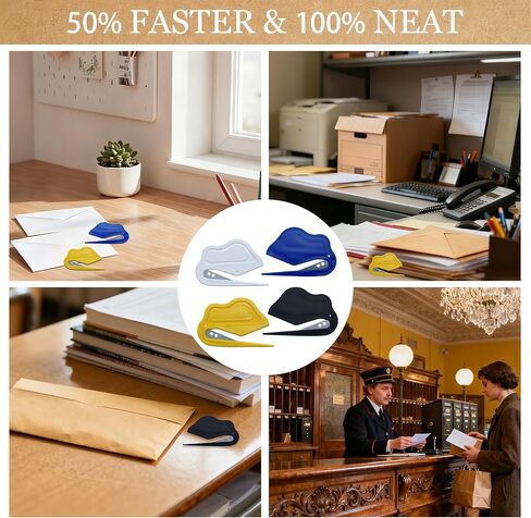 4 Pack Letter Opener Envelope Slitter,Mail Cutter with Safety Concealed Sharp Blade Neatly Opened Without Damage,Envelope Opener for Women,Men,Worker,Students,Home,Office,Postal for Package,Paper Cut in Saudi Arabia