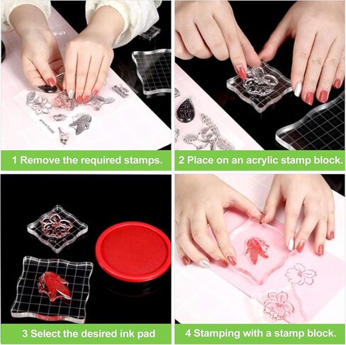 7 قطعة ختم الاكريليك واضحة قواعد حاملة مع خطوط الشبكة لختم DIY بها بنفسك سكرابوكينغ بطاقة صنع حافة الزخرفية تصميم أدوات حرفية in Kuwait