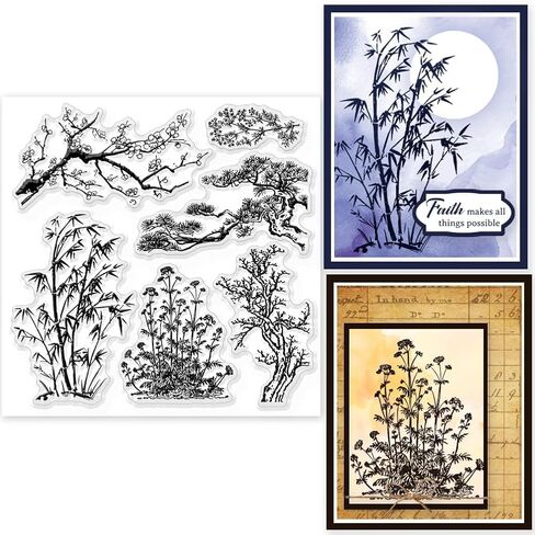 Plant Bamboo Pine Clear Stamps Plant Bamboo Pine Decorative Clear Stamps Silicone Stamps for Card Making and Photo Album Decor Decoration and DIY Scrapbooking in Kuwait