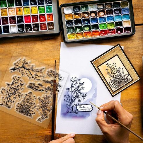 Plant Bamboo Pine Clear Stamps Plant Bamboo Pine Decorative Clear Stamps Silicone Stamps for Card Making and Photo Album Decor Decoration and DIY Scrapbooking in Kuwait