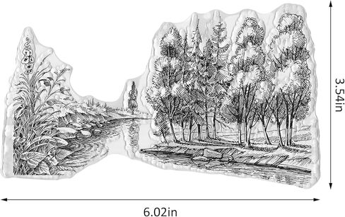 Trees Background Clear Stamps for Card Making, Forest River Rubber Stamps Natural Scenery Transparent Stamp Seal for Crafting DIY Scrapbooking Photo Album Decorations in Kuwait