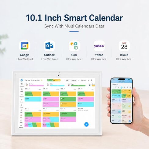 Digital Calendar, 10.1-inch Smart Wall Planner Electronic Calendar & Chore Chart, Smart Touchscreen Interactive Display for Family Schedules, Organize Your Daily & Family Routines, Desk & Wall Mount in Saudi Arabia