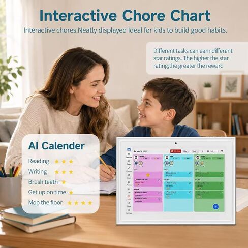 Digital Calendar, 10.1-inch Smart Wall Planner Electronic Calendar & Chore Chart, Smart Touchscreen Interactive Display for Family Schedules, Organize Your Daily & Family Routines, Desk & Wall Mount in Saudi Arabia