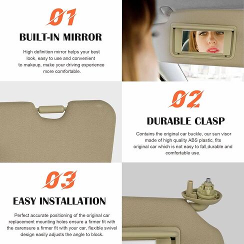 Beige Passenger Right Side Sun Visor Replacement Compatible with Honda CRV 2017 2018 2019 2020 2021 2022 Replace 83230TLAA12ZA in Kuwait