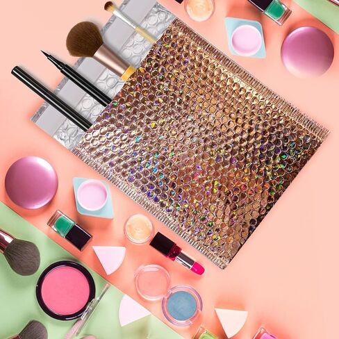 50 Pcs Metallic Bubble Mailers,Holographic Bubble Mailers,Poly Padded Envelopes,Waterproof Self Seal Adhesive Shipping Bags,Holographic Envelopes for Mailing,Packing,Small Business,Thicken (Rose Gold) in Saudi Arabia