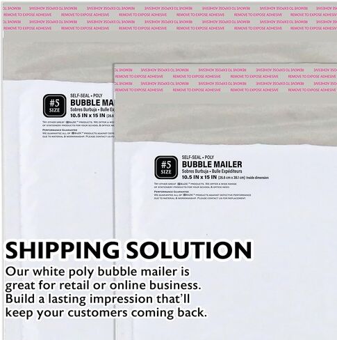 BAZIC Products 10.5in x 15in (#5) Poly Bubble Mailer, 2 Count, for Mailing Office Home in Kuwait