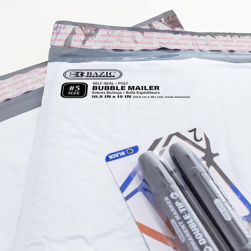 BAZIC Products 10.5in x 15in (#5) Poly Bubble Mailer, 2 Count, for Mailing Office Home in Kuwait