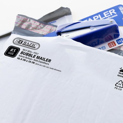 BAZIC Products 10.5in x 15in (#5) Poly Bubble Mailer, 2 Count, for Mailing Office Home in Kuwait