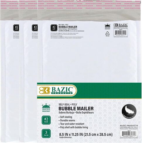 BAZIC Products 10.5in x 15in (#5) Poly Bubble Mailer, 2 Count, for Mailing Office Home in Kuwait