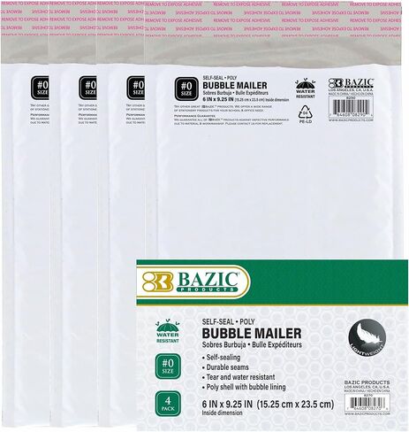 BAZIC Products 10.5in x 15in (#5) Poly Bubble Mailer, 2 Count, for Mailing Office Home in Kuwait