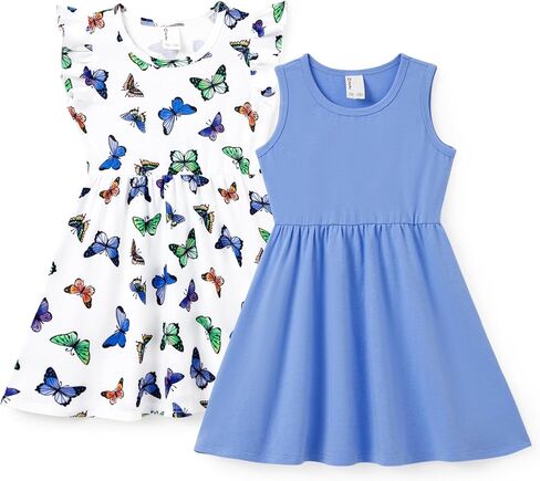 PATPAT Toddler Girl's Floral Dress Ruffle Sleeve Dress for Girl Sets Pack of 2/3 Casual Dresses Set 2-10 Years in Saudi Arabia