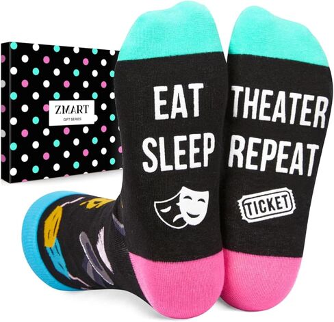 Zmart Theater Gifts for Theater Lovers - Broadway Musical Gifts for Actors Men Women, Theater Socks Black in Saudi Arabia