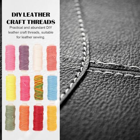 12 Rolls Waxed Threads Thick Thread Polyester Assorted Color Easy to Carry Practical for Repairs and DIY Projects in Kuwait