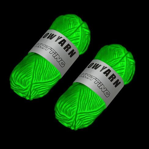 2 Rolls Glow in The Dark DIY Chunky Yarn Super Bundle - Thick Light Yarn for Hand Knitting, Crochet & Sewing - Neon Green Lime Green - Perfect for Beginners, Art & Crafts, Party Decorations in Kuwait