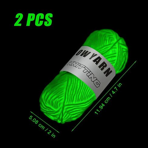 2 Rolls Glow in The Dark DIY Chunky Yarn Super Bundle - Thick Light Yarn for Hand Knitting, Crochet & Sewing - Neon Green Lime Green - Perfect for Beginners, Art & Crafts, Party Decorations in Kuwait