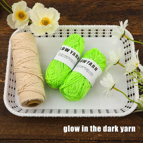 2 Rolls Glow in The Dark DIY Chunky Yarn Super Bundle - Thick Light Yarn for Hand Knitting, Crochet & Sewing - Neon Green Lime Green - Perfect for Beginners, Art & Crafts, Party Decorations in Kuwait
