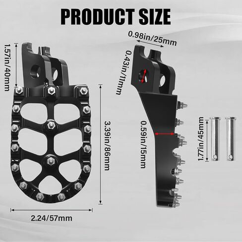 أوتاد قدم الدراجة الترابية باستخدام الحاسب الآلي منصة واسعة مع نوابض لهوندا CRF150R CRF250R CRF450R CRF250X CRF450X CRF300L CRF250L CR125 CR250 CRF450RL CRF1000L ألومنيوم قابل للاستبدال (أسود) in Kuwait