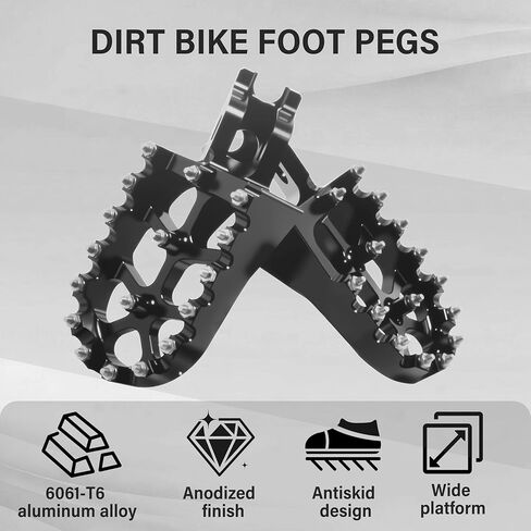 أوتاد قدم الدراجة الترابية باستخدام الحاسب الآلي منصة واسعة مع نوابض لهوندا CRF150R CRF250R CRF450R CRF250X CRF450X CRF300L CRF250L CR125 CR250 CRF450RL CRF1000L ألومنيوم قابل للاستبدال (أسود) in Kuwait