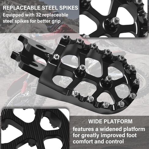 أوتاد قدم الدراجة الترابية باستخدام الحاسب الآلي منصة واسعة مع نوابض لهوندا CRF150R CRF250R CRF450R CRF250X CRF450X CRF300L CRF250L CR125 CR250 CRF450RL CRF1000L ألومنيوم قابل للاستبدال (أسود) in Kuwait