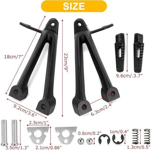 GSXR600 Foot Peg Bracket - PSLER Motorcycle Rear Passenger Pegs Footpegs Rest Pedals Compatible with GSXR600/Gsxr750 2006 2007 K6 K7,Black in Kuwait