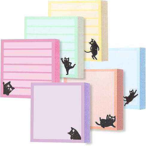 Black Cat Post It Notes 3x3,6 Pads,600 Sheets,Cute Sticky Notes for Office School Clasroom Homeschool Must Have,To Do List Notepad,Gifts for Teacher Employee Student Nurse,Stationery Supplies in Saudi Arabia