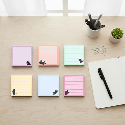 Black Cat Post It Notes 3x3,6 Pads,600 Sheets,Cute Sticky Notes for Office School Clasroom Homeschool Must Have,To Do List Notepad,Gifts for Teacher Employee Student Nurse,Stationery Supplies in Saudi Arabia