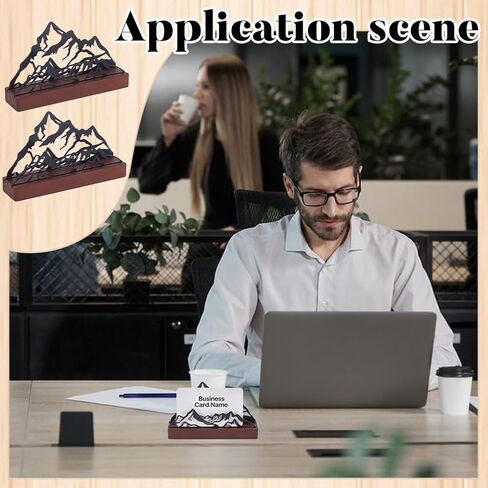 UNICRAFTALE 3 مجموعة بطاقات عمل جبلية حامل أسود لسطح المكتب بطاقة عرض حامل حامل حديد مع بطاقات خشب الصنوبر تقف 3x12.3x7.6 سم منظم بطاقة احترافي لمكتب المنزل in Kuwait