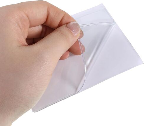10 Pcs Clear Adhesive Business Card Holder with Top Open, Plastic Library Card Pockets Sleeves, Adhesive Label Pockets for Storage Bins Boxes Organizing Notebooks Name Tags Planners, 3.9 X 3 Inch in Kuwait