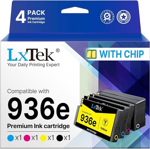 خراطيش حبر 936XL 936 بديلة باللون الأسود واللون لخراطيش حبر HP 936e 936 لطابعات HP OfficeJet Pro 9125e 9120e 9730e 9135e 9130e 9130 9130b 9128e 9122e 9110b 9120b، 4 حزم in Kuwait