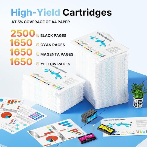 خراطيش حبر 936XL 936 بديلة باللون الأسود واللون لخراطيش حبر HP 936e 936 لطابعات HP OfficeJet Pro 9125e 9120e 9730e 9135e 9130e 9130 9130b 9128e 9122e 9110b 9120b، 4 حزم in Kuwait