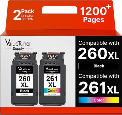 260 261 Ink Cartridges Replacement for Canon 260 and 261 Ink Cartridges XL PG-260 CL-261 Work with Canon Pixma TS6420a TS6420 TS6400 TR7020a TS5320 TR7000 TS5300 TR7020 Printer (1 Black, 1 Tri-Color) in Saudi Arabia