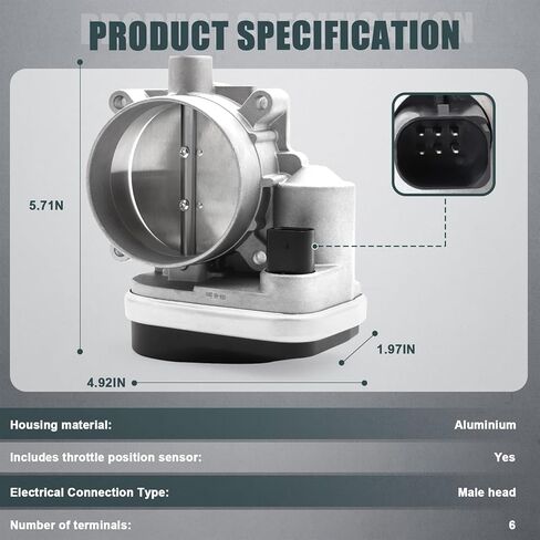S20041 صمام خانق إلكتروني لكرايسلر 300 2005-2012 يناسب دودج تشالنجر 2008-2012، تشالنجر 2006-2012، ماغنوم وجيب جراند شيروكي 2005-2012، استبدال القائد #4591847AC TB1041 977-560 in Kuwait