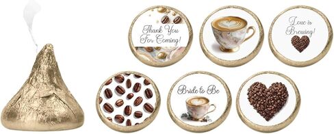 ملصقات قبلة دش الزفاف Love is Brewing، 216 ملصقًا، دش زفاف للقهوة أو الإسبريسو مارتيني، ملصقات ملصقات الشوكولاتة، ملصق مقاس 75 بوصة، هدايا دش الزفاف، هدايا دش القهوة in Kuwait