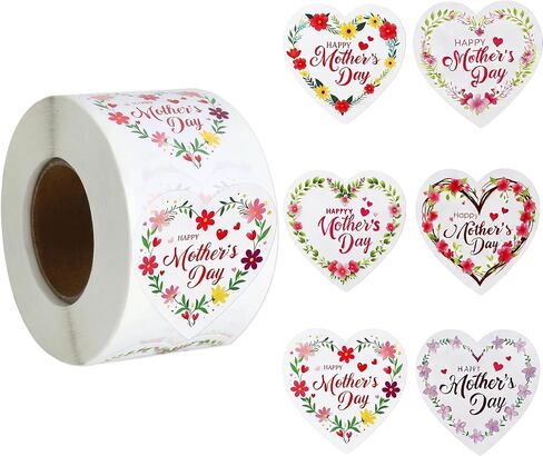 Happy Mothers Day Stickers(1.5 Inch) for Kids 500 PCS Mother's Day Mom Roll Flower Stickers Bulk Cute Pink Red Floral Heart Sticker Labels for Envelope Gifts Wrap Party Favors Supplies Decorations in Saudi Arabia