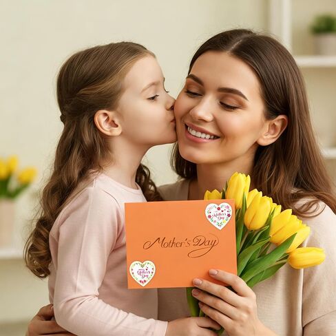 Happy Mothers Day Stickers(1.5 Inch) for Kids 500 PCS Mother's Day Mom Roll Flower Stickers Bulk Cute Pink Red Floral Heart Sticker Labels for Envelope Gifts Wrap Party Favors Supplies Decorations in Saudi Arabia