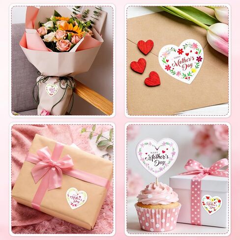Happy Mothers Day Stickers(1.5 Inch) for Kids 500 PCS Mother's Day Mom Roll Flower Stickers Bulk Cute Pink Red Floral Heart Sticker Labels for Envelope Gifts Wrap Party Favors Supplies Decorations in Saudi Arabia