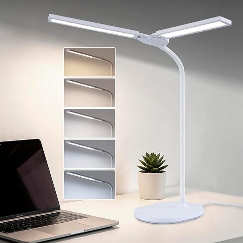 G Keni 3400 Lumen Led Desk Lamp with Clock, 25W Ultra Bright Auto-Fill Brightness Desk Light for Home Office with Clock Timer and Adjustable Gooseneck, Touch LED Table Light for Reading Study(Clamp) in Saudi Arabia