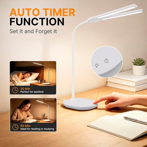 G Keni 3400 Lumen Led Desk Lamp with Clock, 25W Ultra Bright Auto-Fill Brightness Desk Light for Home Office with Clock Timer and Adjustable Gooseneck, Touch LED Table Light for Reading Study(Clamp) in Saudi Arabia