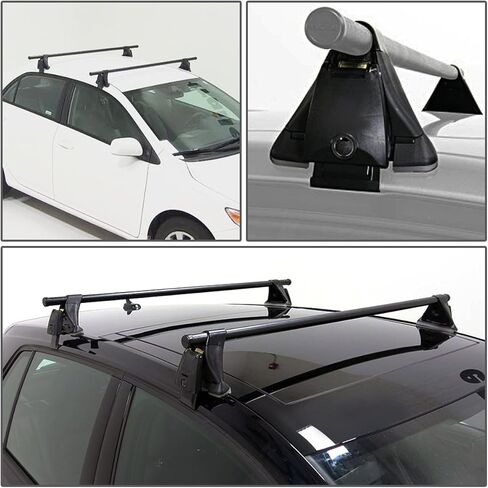 Auto Dynasty 48 inches Adjustable Bolt-on Cargo Luggage Roof Rack Bars with Mounting Brackets and Lock Keys with Mazda 6 Honda Fit Mercedes C-Series VW Passat Rio5 1998-2017, Black Powdercoated in Kuwait