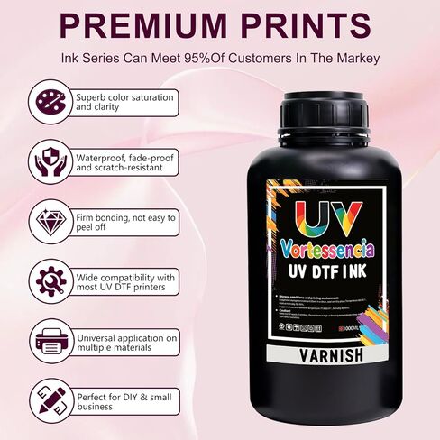UV DTF Ink Varnish(1000ML) - Compatible for UV DTF Printer XP600 i3200 TX800 i1600 1390 DX5 DX6 DX7 DX10 L805 Sticker Printing on A B Films(Varnish) in Saudi Arabia